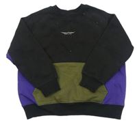 Černo-fialovo-khaki mikina s nápisem zn. Zara