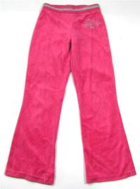 Růžové sametové kalhoty s výšivkou zn.Marks&Spencer