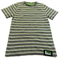 Šedo-zelené pruhované tričko 