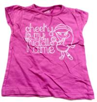 Růžové tričko s nápisem a obrázkem zn. Girl2girl