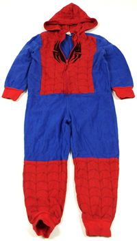 Modro-červená fleecová kombinéza se Spider-manem a kapucí zn.Avon