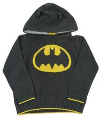 Tmavošedý svetr se znakem Batmana a kapucí zn. M&S