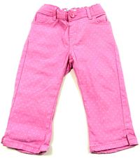 Růžové puntíkaté 3/4 plátěné kalhoty zn. M&Co.