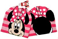 Nové - Růžová pruhovaná pletená čepice s Minnie zn. Disney  