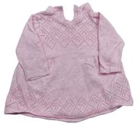 Světlerůžové pletené šaty s dírkovaným vzorem zn. Mothercare