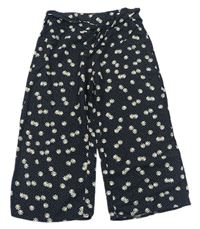 Tmavomodré květované culottes kalhoty zn. Primark