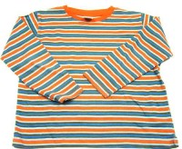 Oranžovo-hnědo-modro-pruhované triko