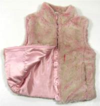 Růžová chlupatá zateplená vesta zn. Adams