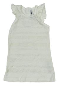Bílo-třpytivé pruhované bavlněné šaty s volánky zn. DKNY