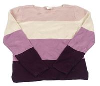 Růžovo-fialový pruhovaný svetr zn. S. Oliver