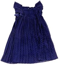 Tmavomodré puntíkaté šifonové šaty zn. H&M
