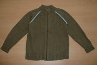 Khaki propínací svetr s pruhy zn. H&M
