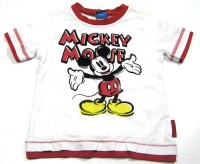 Bílo-červené tričko s Mickey Mousem zn. George + Disney