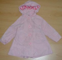 Růžový plátěný kabátek s kapucí a podšívkou