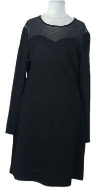 Dámské černé šaty s tylovým výstřihem zn. Studio 
