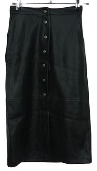 Dámská černá koženková midi propínací sukně zn. Vero Moda 