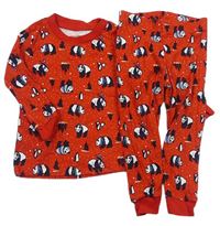 Červené pyžamo s pandami 