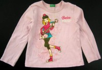 Růžové triko s potiskem Barbie zn. Benetton