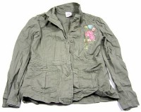 Khaki plátěný kabátek s kytičkami zn. Kidz Unlimited