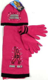 Outlet - 3set -Růžová čepička Hannah Montana+šála+rukavičky zn. Disney 