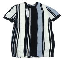 Černo-bílo-světlemodré pruhované pletené tričko zn. George