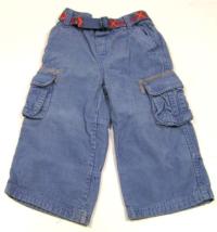Modré manžestrové kalhoty s kapsami a páskem zn. Early Days 