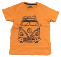 Oranžové tričko s autem zn. TU