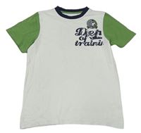 Bílo-zelené tričko s nápisem zn. TCM