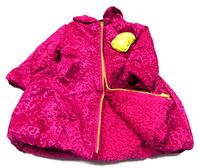 Růžový šusťákový vzorovaný kabát s kytkou 