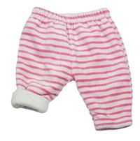 Světlerůžovo-růžové pruhované zateplené kalhoty zn. C&A