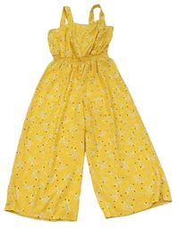 Žlutý květovaný lehký culottes overal zn. New Look