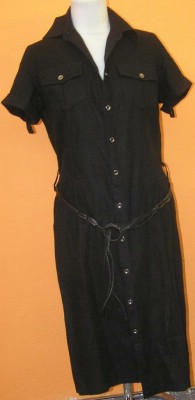Dámské černé lněné šaty s páskem zn. E-vie