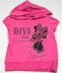 Růžové tričko s Minnie a kamínky a kapucí zn. George + Disney