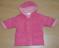 Růžový fleecový zateplený kabátek s kapucí