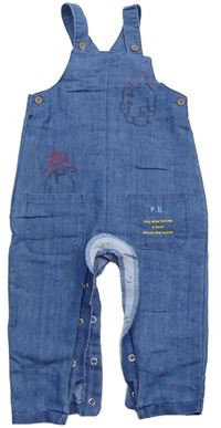 Modré riflové laclové lehké kalhoty s výšivkami zn. Paddington