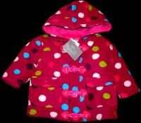 Outlet - Růžový fleecový zateplený kabátek s kapucí zn. Minoti