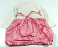 Smetanovo-růžové svetrovo/šusťákové balonové šatičky