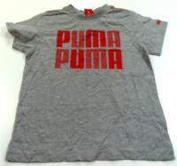 Šedé tričko s nápisy zn. Puma 