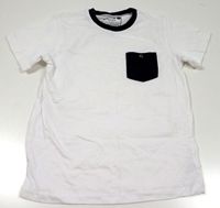 Bílo-tmavomodré tričko s kapsičkou zn. Matalan