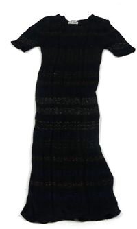 Černé žebrované úpletové šaty s pruhy zn. Next