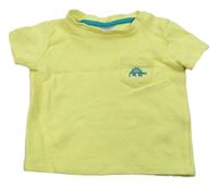 Žluté žebrované tričko s kapsičkou a výšivkou zn. Pep&Co