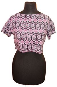 Dámské černo-růžové vzorované krátké tričko zn. Select 