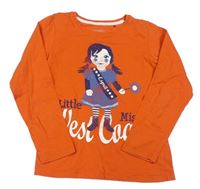 Oranžové triko s dívkou zn. Esprit