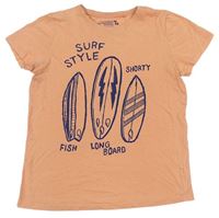 Světleoranžové tričko se surfy zn. Tu