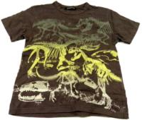 Hnědé tričko s dinosaury zn. George 