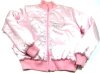 Růžová saténová zateplená bunda s holčičkou - nová