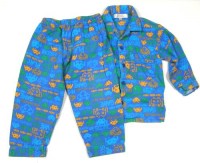 Modré flanelové pyžamo s potiskem