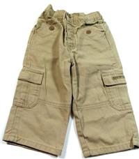 Béžové plátěné kalhoty s kapsami zn. Mini mode