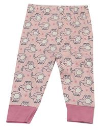 Světlerůžovo-růžové pyžamové kalhoty se sloníky zn. Peacocks