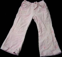 Růžové manžestrové kalhoty s kytičkami a flitříky zn. Early Days